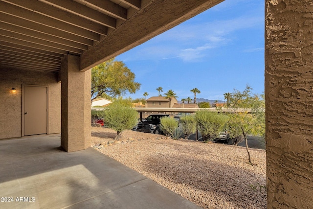 view of yard with a patio area and a carport