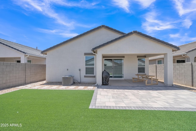 38150 W San Sisto Ave, Maricopa, AZ 85138 - back of house with stucco siding, a patio area, and central air condition unit