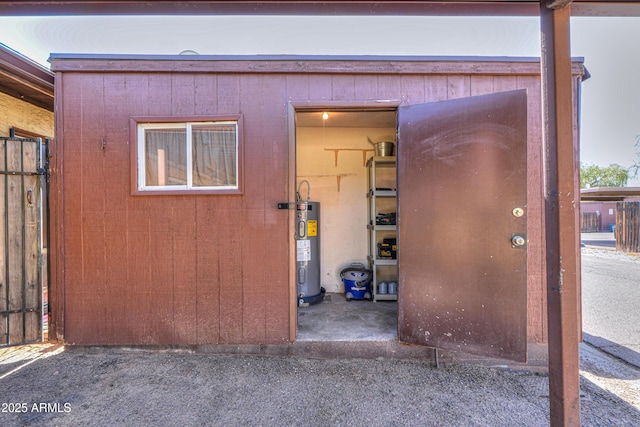 garage with electric water heater