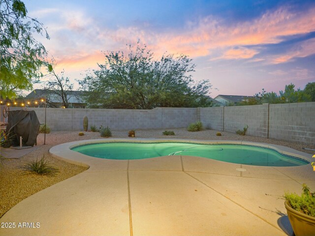 5110 E Peak View Rd, Cave Creek, AZ 85331 - view of swimming pool with a fenced backyard, a fenced in pool, and a patio