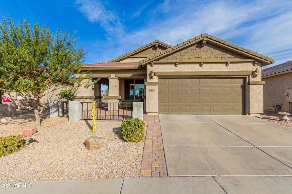 view of front of home with a garage