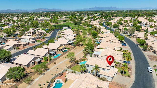 1694 E Campbell Ave, Gilbert, AZ 85234 - aerial view of residential area with a pool and a mountain backdrop