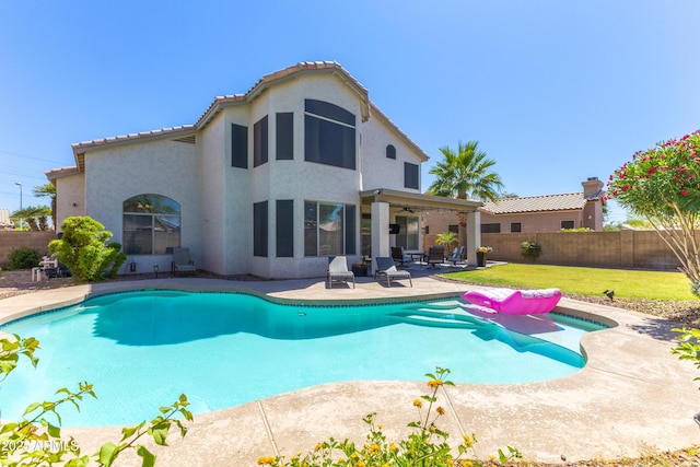 1694 E Campbell Ave, Gilbert, AZ 85234 - view of pool featuring ceiling fan and a patio