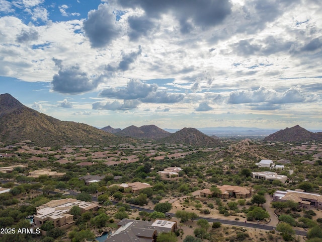 drone / aerial view with a mountain view