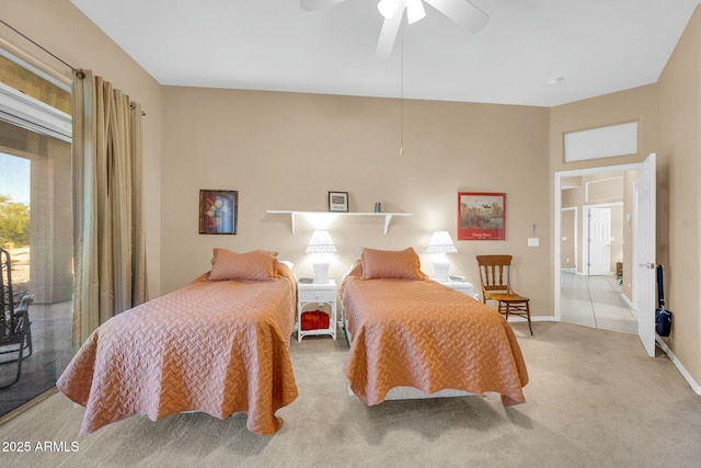 4240 E Strawberry Dr, Gilbert, AZ 85298 - carpeted bedroom with ceiling fan, access to outside, and baseboards