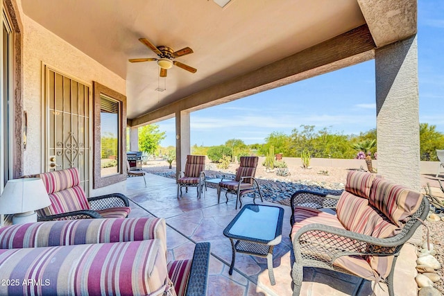 4240 E Strawberry Dr, Gilbert, AZ 85298 - view of patio / terrace featuring outdoor lounge area and ceiling fan