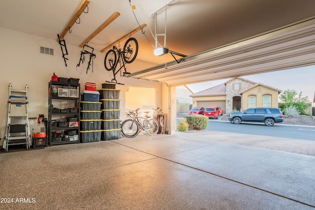 garage with a garage door opener