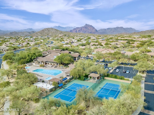 aerial view with a mountain view