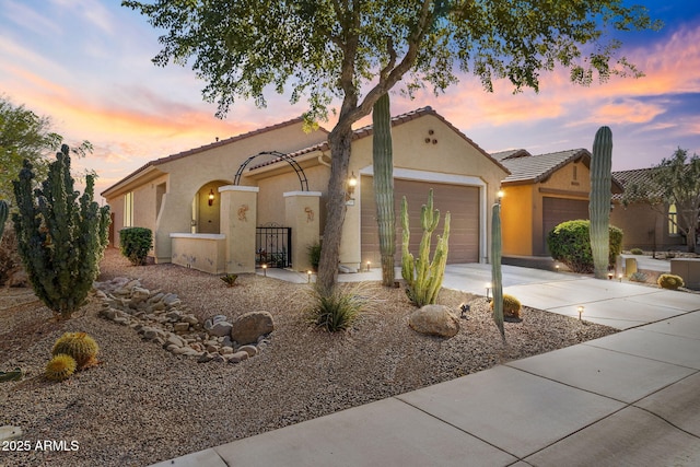 view of front of house with a garage