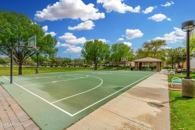 view of basketball court featuring community basketball court and a gazebo