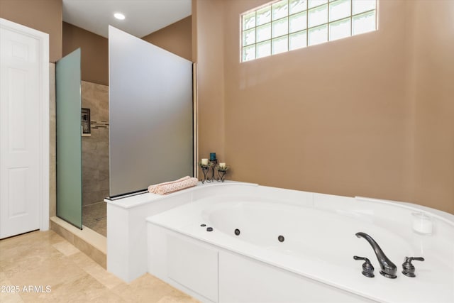 bathroom with independent shower and bath