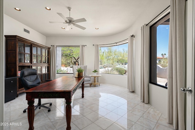 8601 E De La O Rd, Scottsdale, AZ 85255 - office space featuring a ceiling fan and recessed lighting