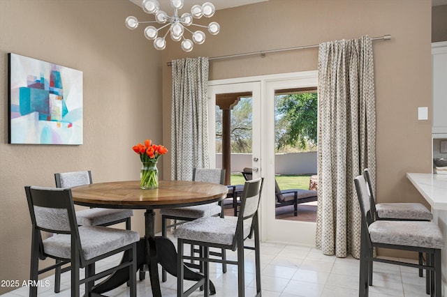 8601 E De La O Rd, Scottsdale, AZ 85255 - dining space featuring a chandelier and french doors