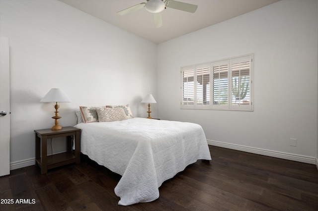 8601 E De La O Rd, Scottsdale, AZ 85255 - bedroom featuring wood finished floors, baseboards, and a ceiling fan