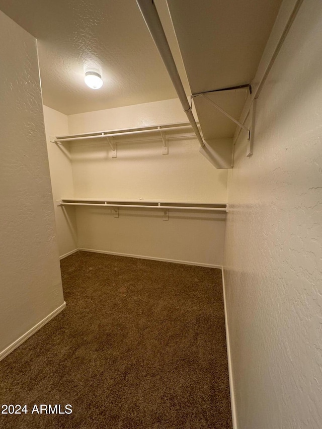 spacious closet featuring dark carpet