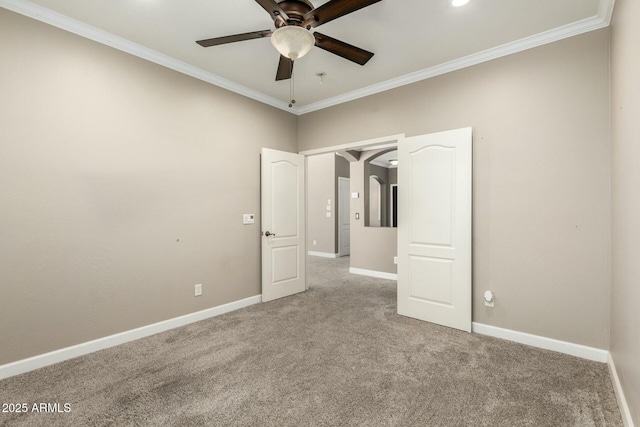 1051 E Julie Ave, San Tan Valley, AZ 85140 - carpeted spare room with baseboards, crown molding, and ceiling fan