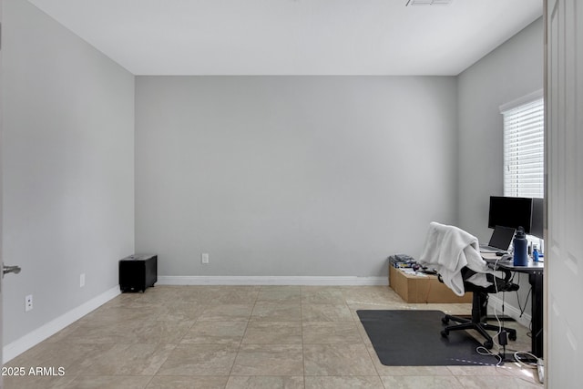 home office with baseboards