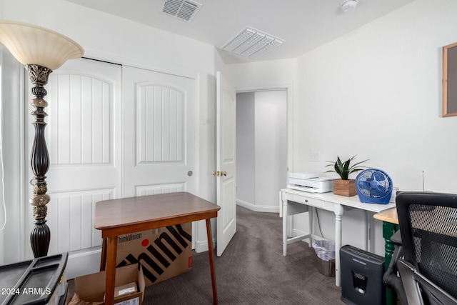 view of carpeted home office