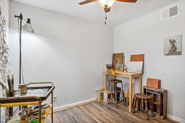 36425 N 10th St, Phoenix, AZ 85086 - home office featuring a ceiling fan, wood finished floors, and baseboards