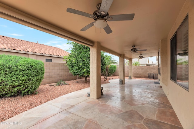 view of patio with ceiling fan