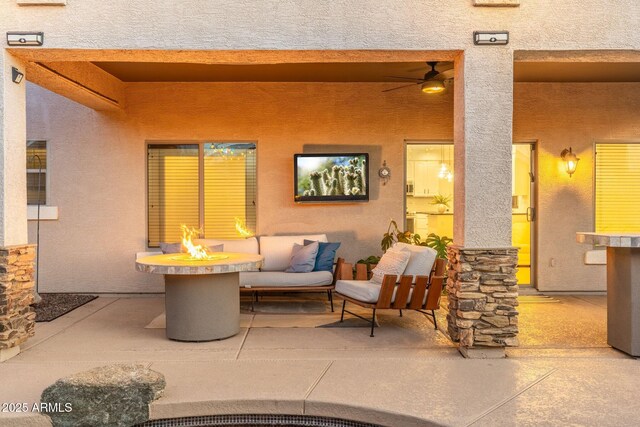4960 E Colonial Dr, Chandler, AZ 85249 - view of patio featuring an outdoor fire pit