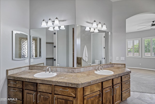 24615 S 182nd Pl, Gilbert, AZ 85298 - bathroom featuring double vanity and ceiling fan