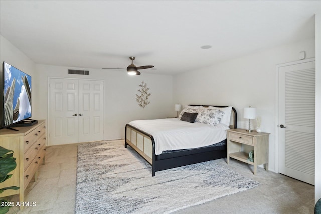8405 E San Pedro Dr, Scottsdale, AZ 85258 - bedroom featuring light carpet and ceiling fan