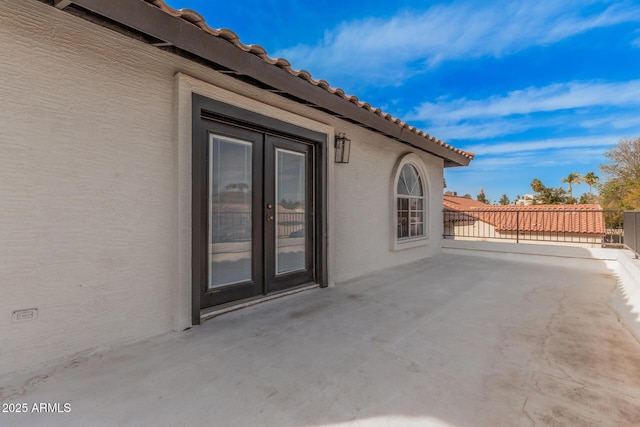 view of patio / terrace featuring french doors