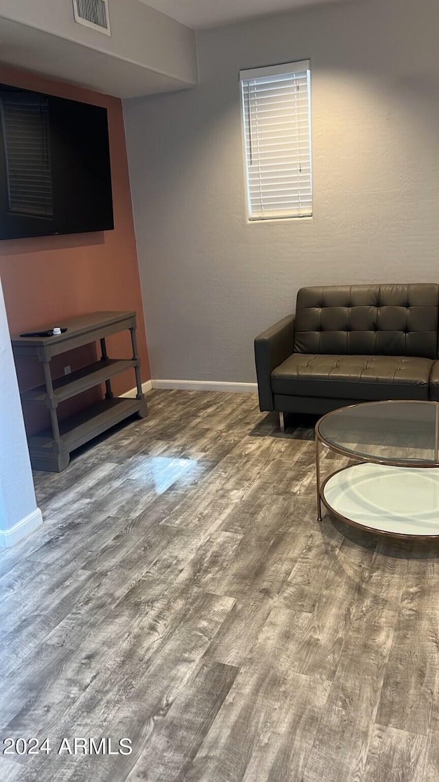 living room with wood-type flooring