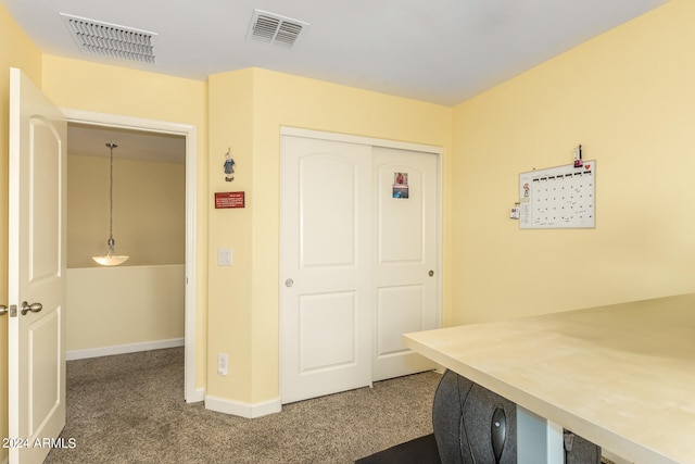 view of carpeted home office