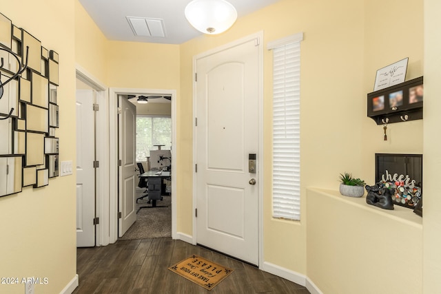 entrance foyer with dark hardwood / wood-style flooring