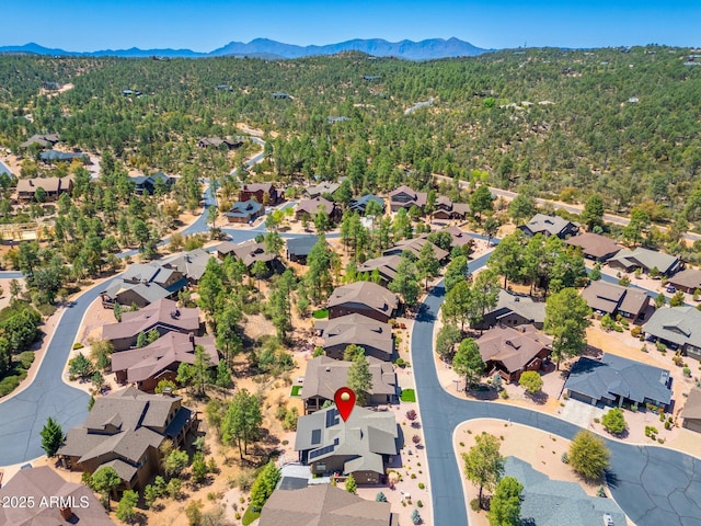 aerial view with a mountain view and a residential view