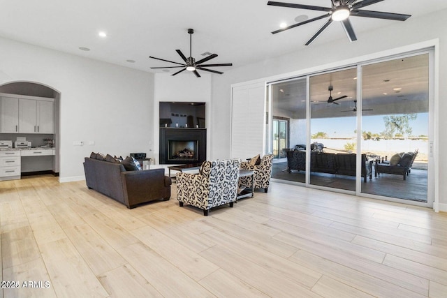 living room with light wood-type flooring