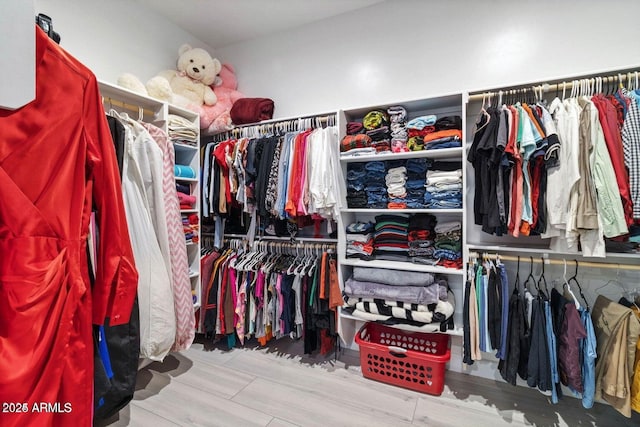 spacious closet featuring hardwood / wood-style floors