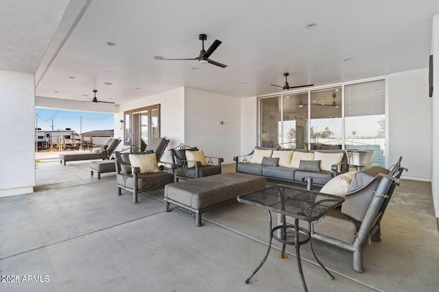 view of patio / terrace featuring an outdoor living space and french doors