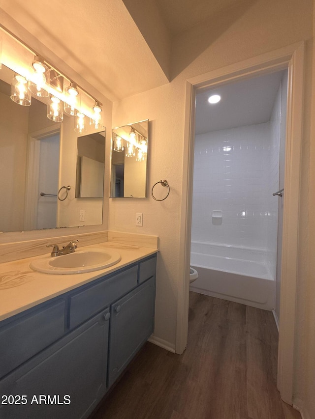 720 S Dobson Rd Unit 24, Mesa, AZ 85202 - full bathroom with vanity, toilet, and wood finished floors