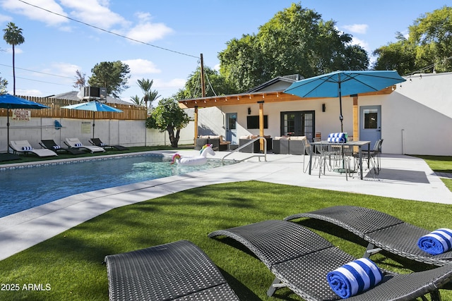 3139 N 40th St, Phoenix, AZ 85018 - view of pool with a patio area, central AC unit, and an outdoor hangout area
