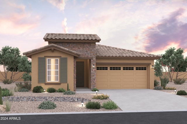 view of front facade with a garage