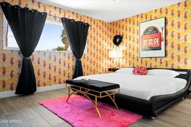 bedroom featuring light hardwood / wood-style floors