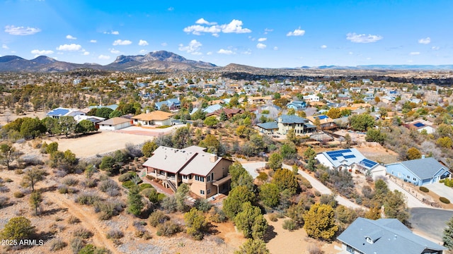 aerial view with a mountain view and a residential view