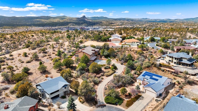 drone / aerial view with a mountain view and a residential view