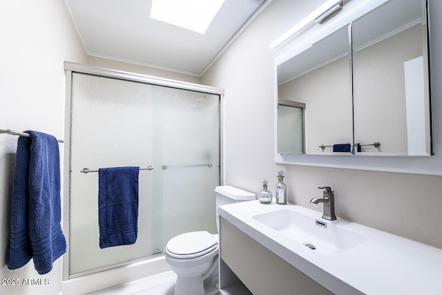 14300 W Bell Rd Unit 222, Surprise, AZ 85374 - full bath with vanity, toilet, crown molding, and a shower stall
