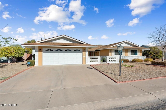 single story home with a garage