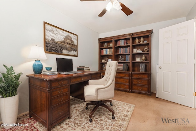 home office with ceiling fan