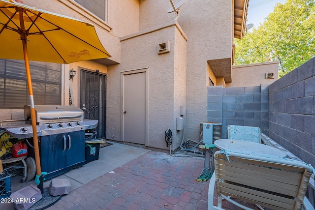 view of patio featuring central AC unit