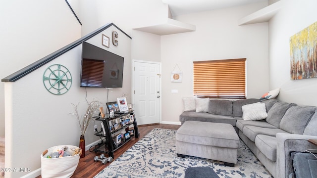 living room featuring dark hardwood / wood-style floors