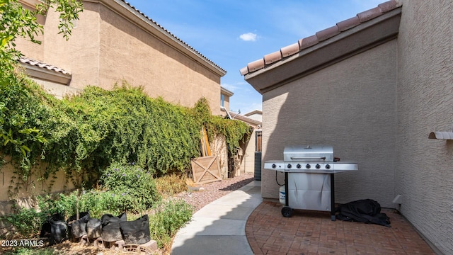 view of patio with area for grilling