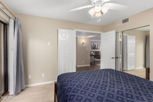 bedroom featuring ceiling fan