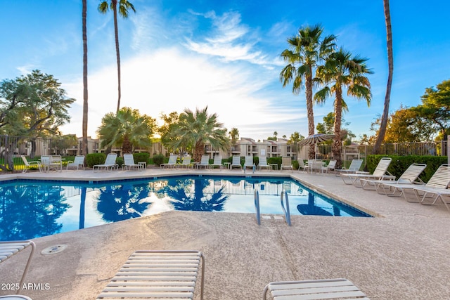 view of swimming pool with a patio