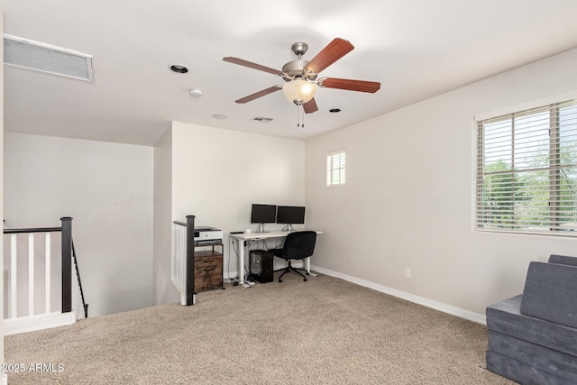 20709 W Delaney Dr, Buckeye, AZ 85396 - carpeted home office with a ceiling fan and baseboards